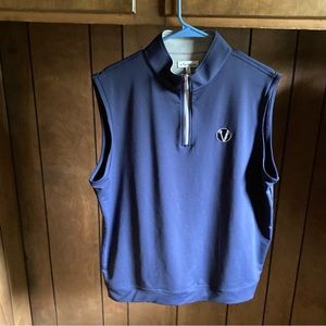 Peter Millar Galway Stretch Loop Terry 1/4 Zip Vest Mens L Blue Golf Performance